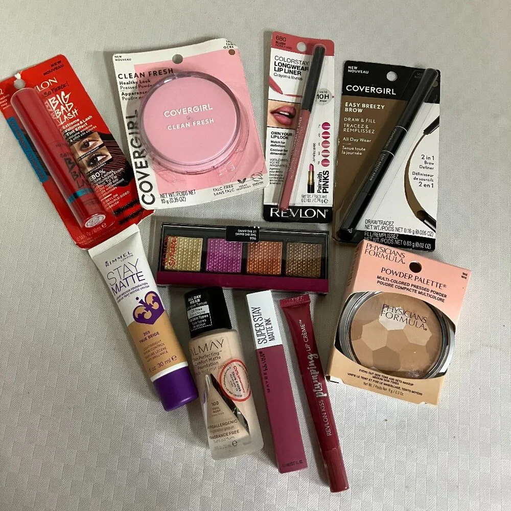 10-Piece Makeup Kit Revlon CoverGirl Rimmel Maybelline PF Almay Full Set New